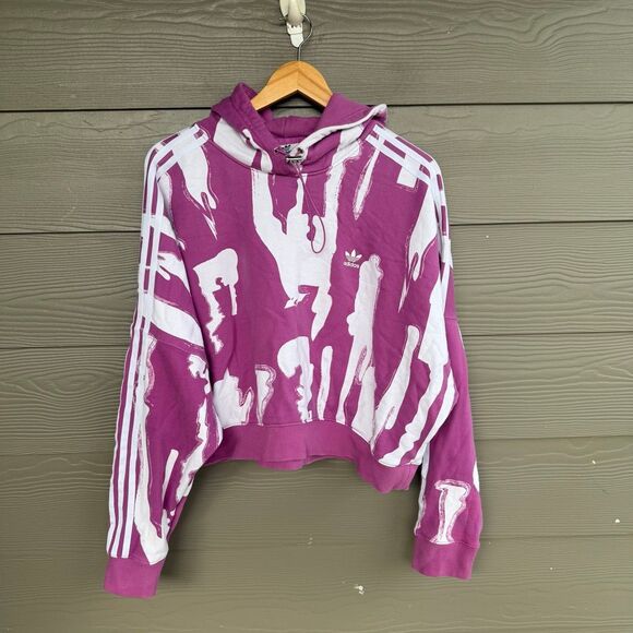 adidas Originals x Thebe Magugu hoodie in semi pulse lilac with all-over print - Picture 2 of 6